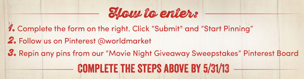 world market movie night giveaway on pinterest